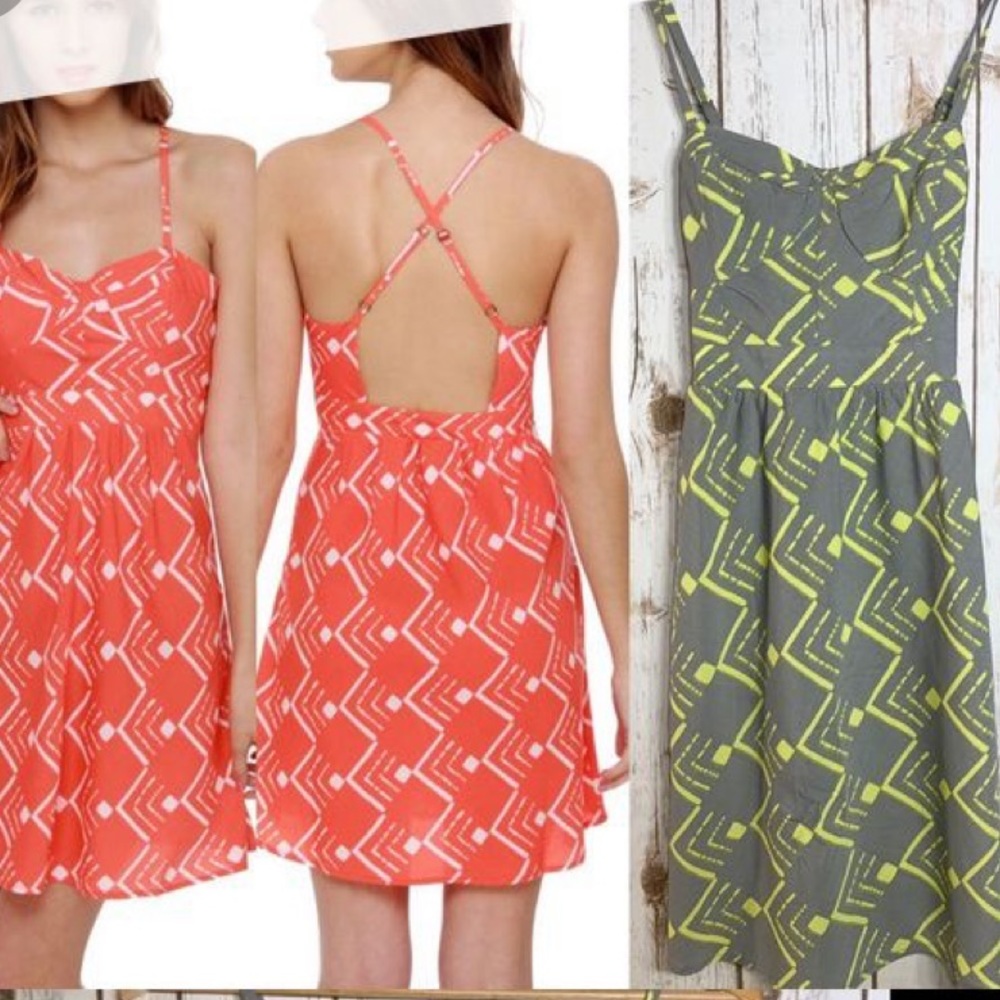 O’Neill grey &lime green summer dress from lulus